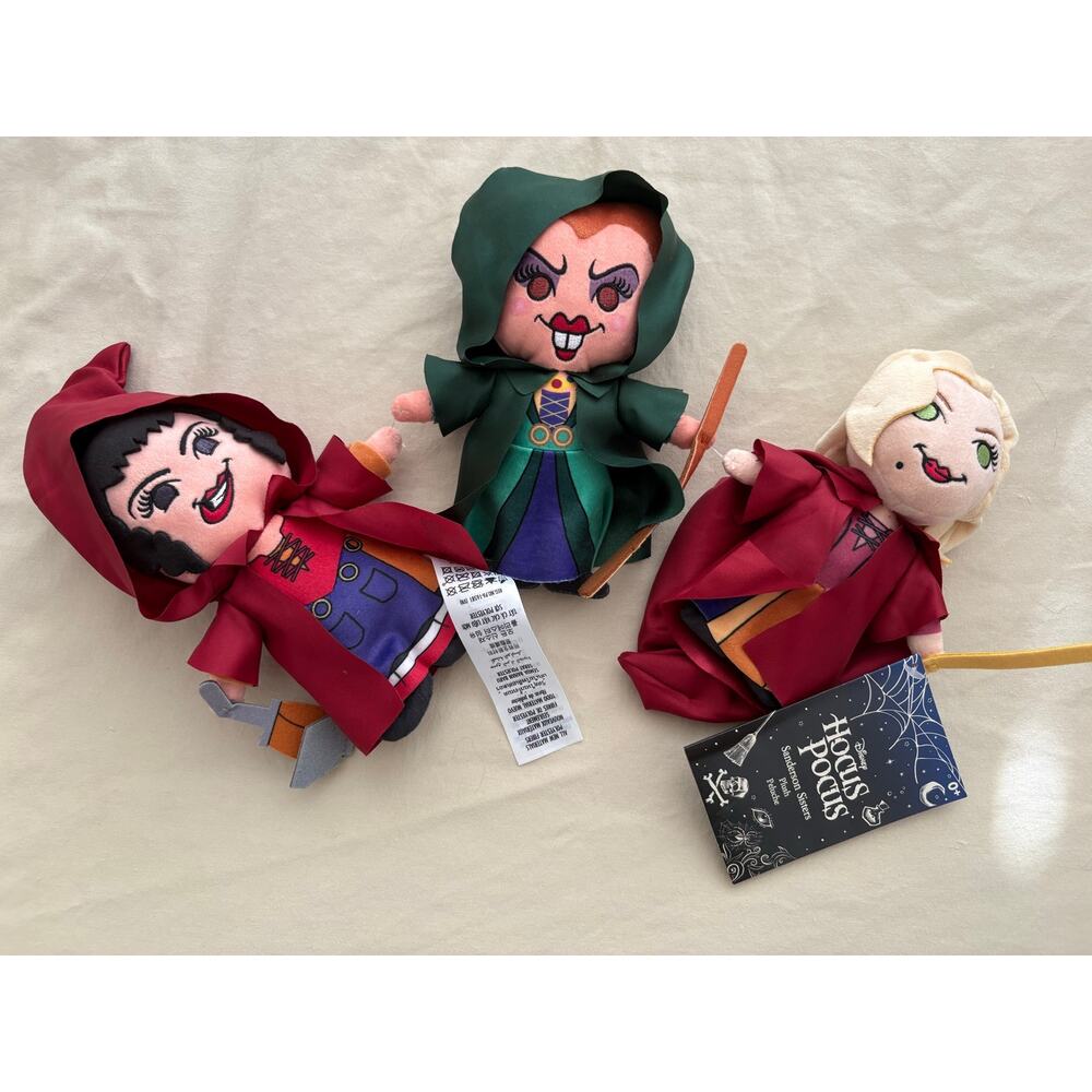 Disney Parks Hocus Pocus Sanderson Sisters 3 Doll Plush Set Halloween MNSSHP